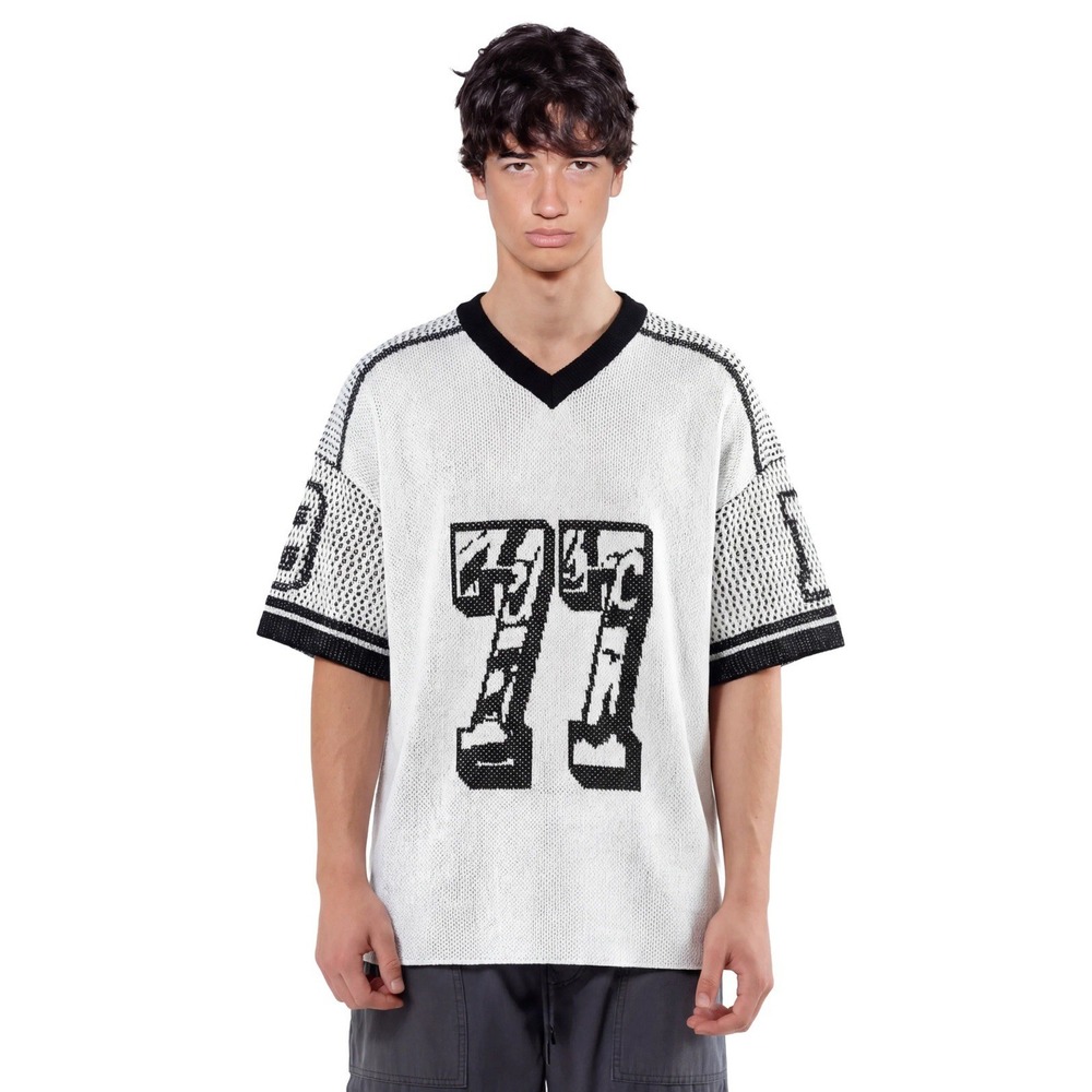 AELFRIC EDEN 77 V-NECK KNIT BLACK/WHITE TOP L